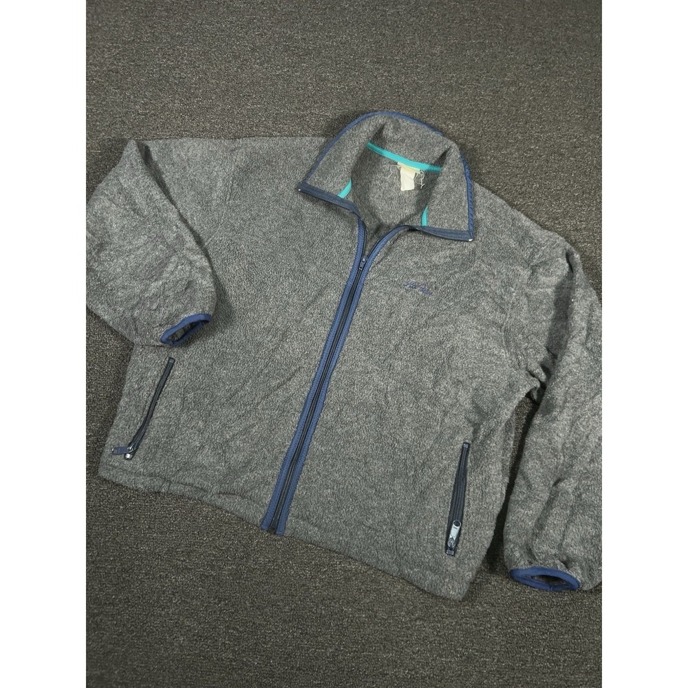 Vintage LL Bean Full Zip High Pile Fleece Jacket Women's Large Gray Made In USA